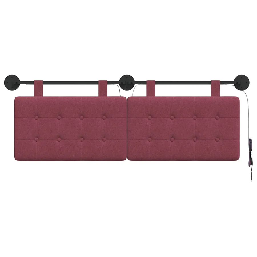 Tête de lit suspendue Avec lumière LED Bordeaux Tissu - 6