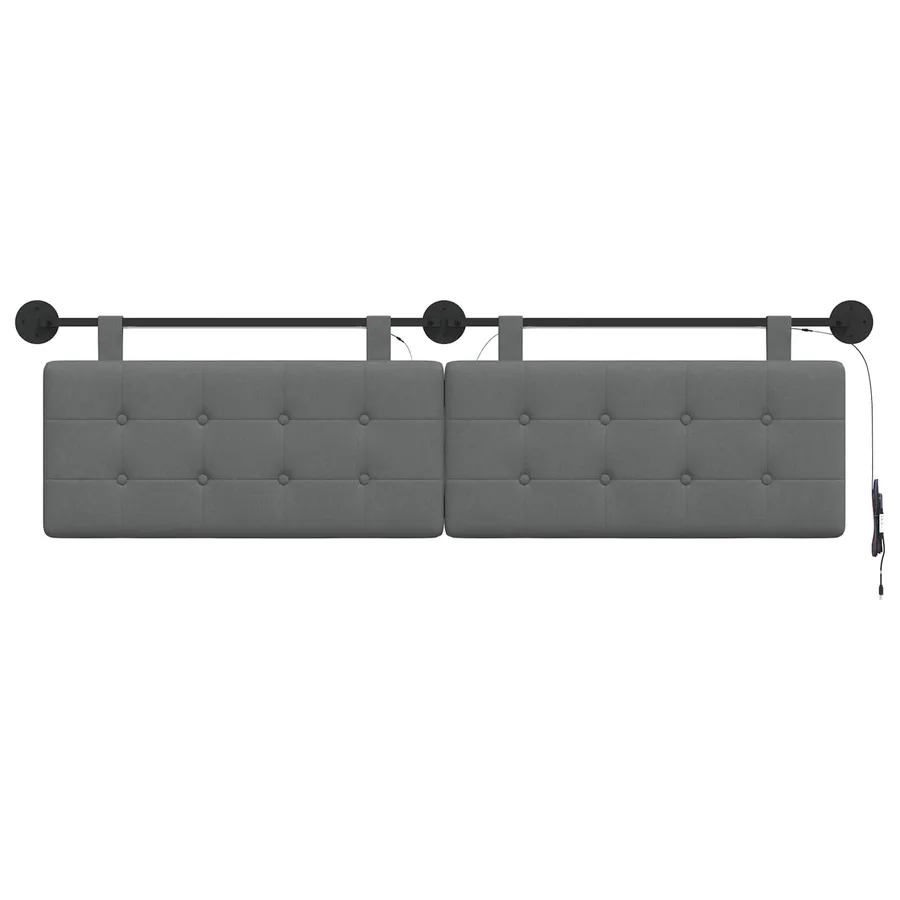 Tête de lit suspendue Avec lumière LED Gris foncé Tissu - 6