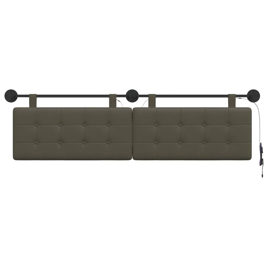 Tête de lit suspendue Avec lumière LED Gris Simili cuir - 6