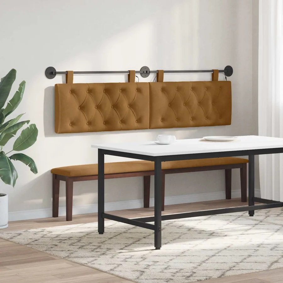Tête de lit suspendue Avec lumière LED Marron Velours - 4
