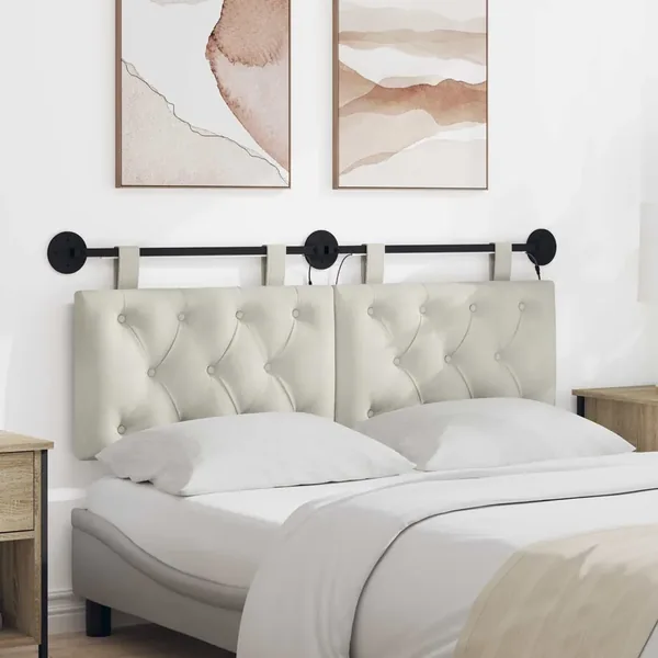 Tête de lit suspendue Avec lumière LED Crème Velours