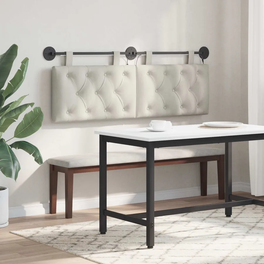 Tête de lit suspendue Avec lumière LED Crème Velours - 4