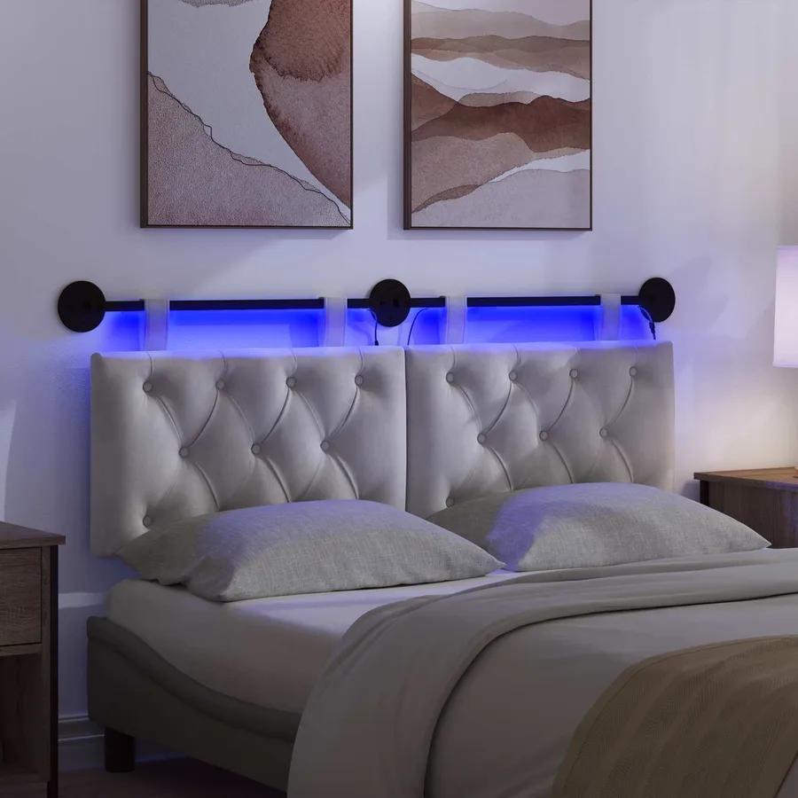 Tête de lit suspendue Avec lumière LED Crème Velours - 5