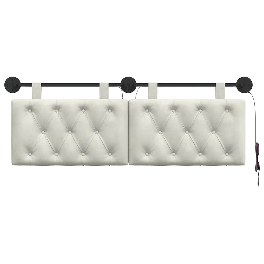 Tête de lit suspendue Avec lumière LED Crème Velours - 6