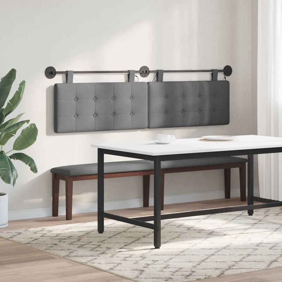 Tête de lit suspendue Avec lumière LED Gris foncé Tissu - 4
