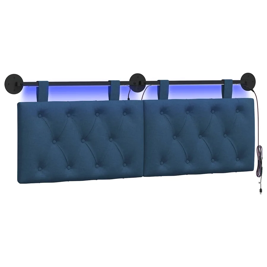 Tête de lit suspendue Avec lumière LED Bleu Tissu - 2