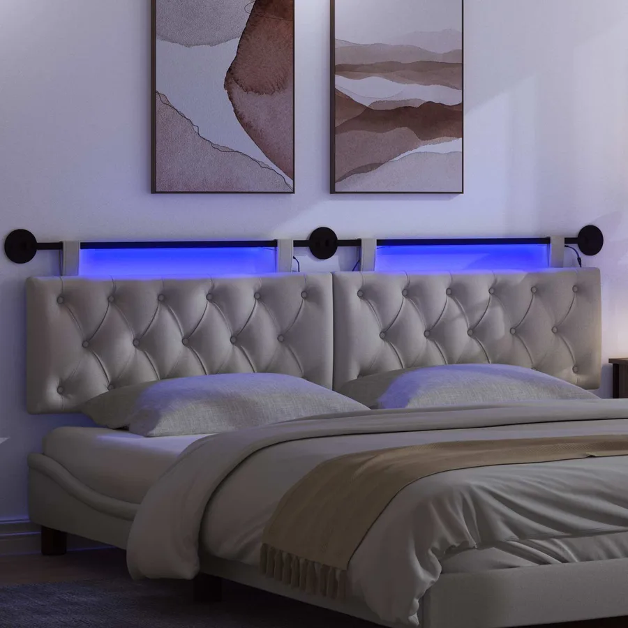 Tête de lit suspendue Gris nuage Tissu - 5