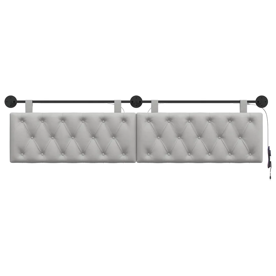 Tête de lit suspendue Gris nuage Tissu - 6