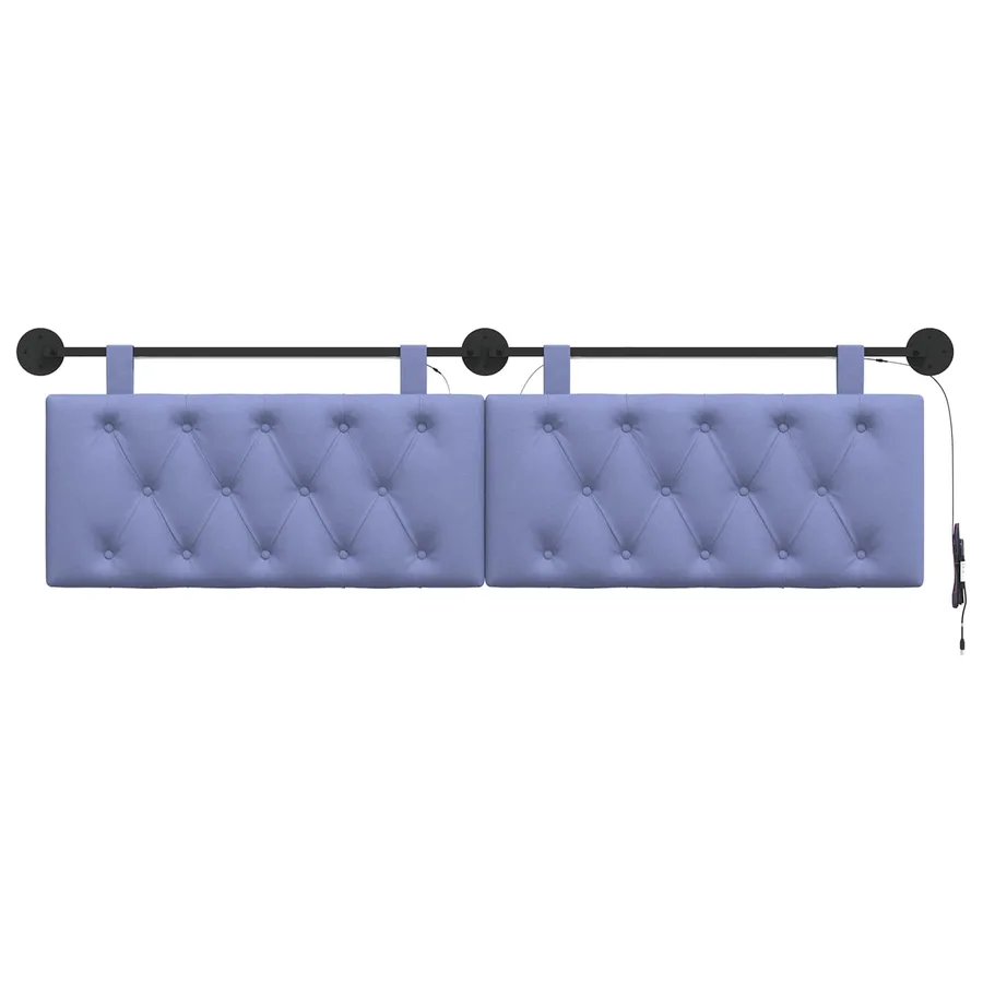Tête de lit suspendue Avec lumière LED Bleu denim Tissu - 6
