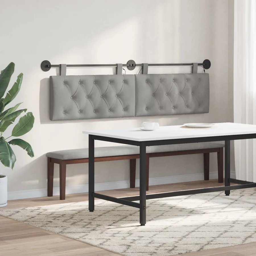 Tête de lit suspendue Avec lumière LED Gris clair Velours - 4
