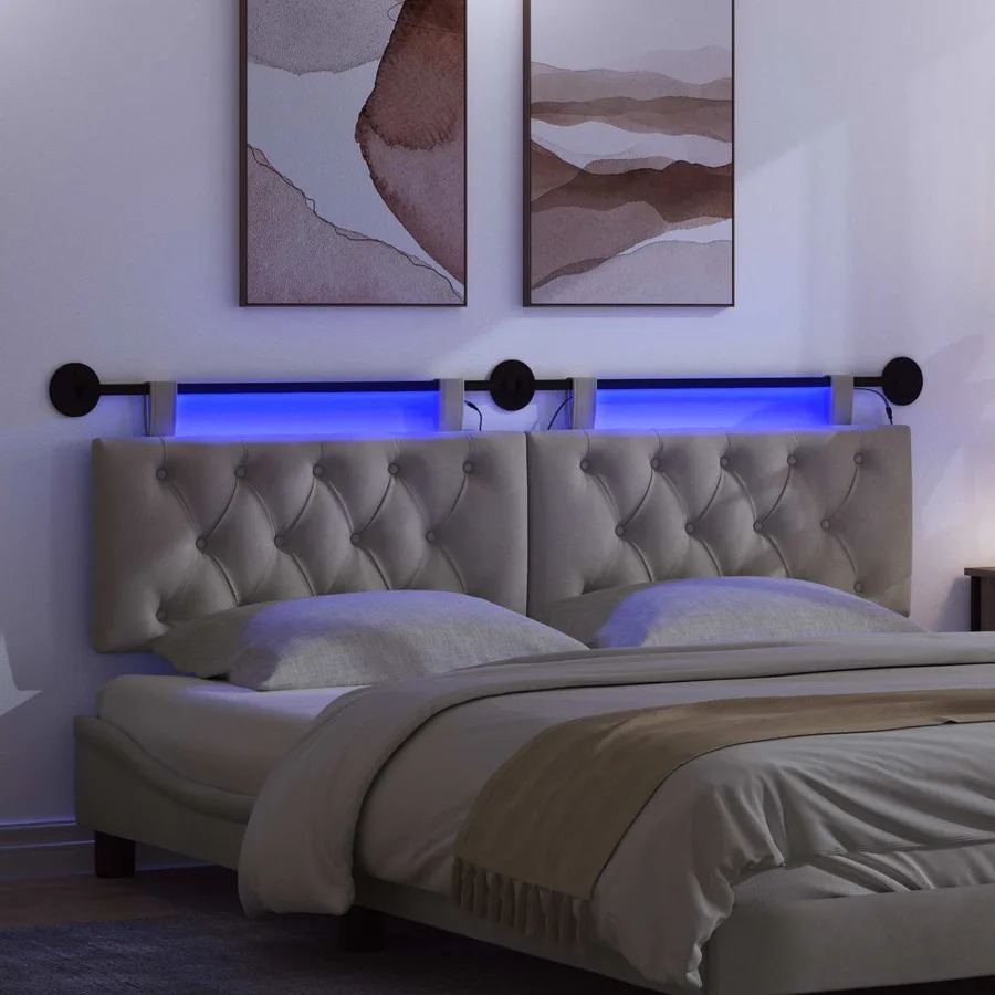 Tête de lit suspendue Avec lumière LED Gris clair Velours - 5