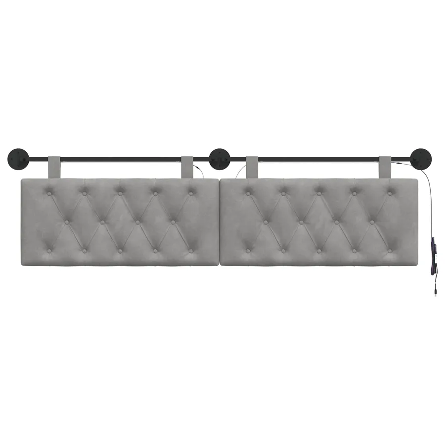 Tête de lit suspendue Avec lumière LED Gris clair Velours - 6