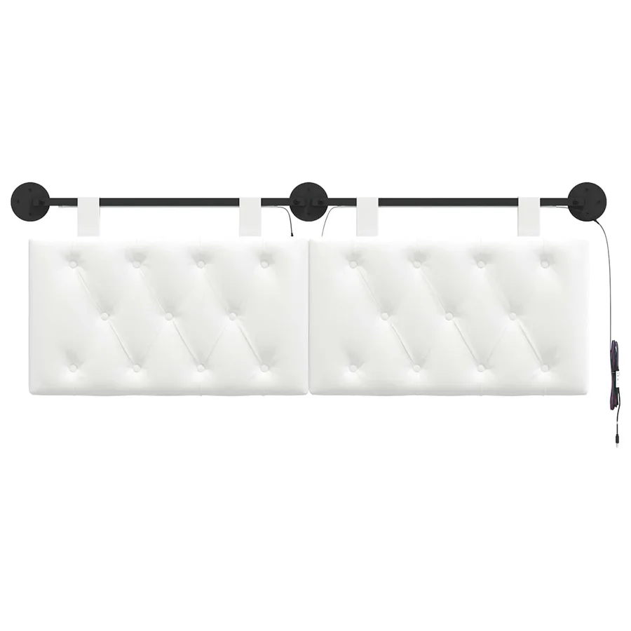Tête de lit suspendue Avec lumière LED Blanc Tissu - 6