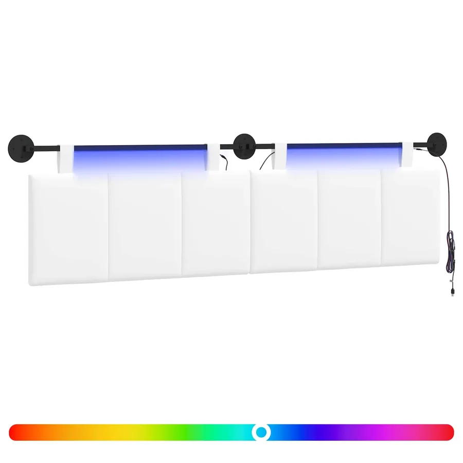 Tête de lit suspendue Avec lumière LED Blanc Tissu - 2