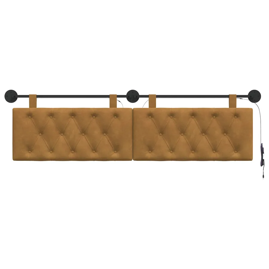 Tête de lit suspendue Avec lumière LED Marron Velours - 6