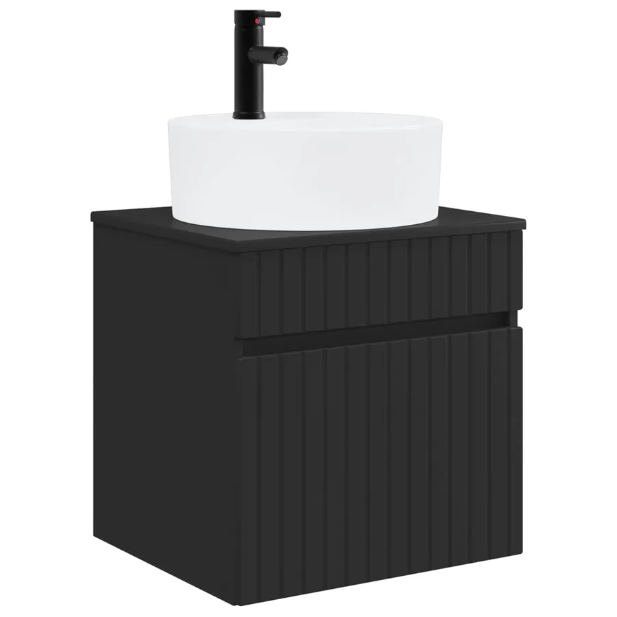 Meuble de lavabo mural Noir 49 x 44,5 x 65 cm Bois d'ingénierie - 2