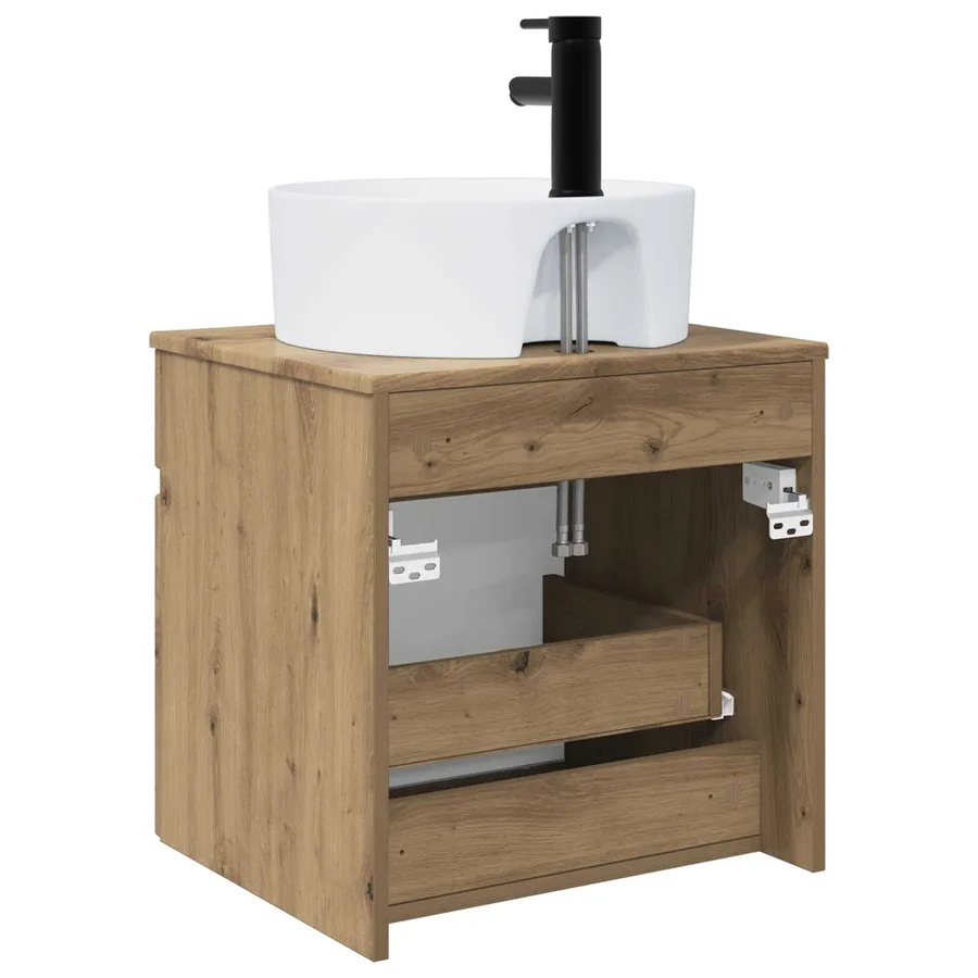 Meuble de lavabo mural Chêne artisanal 49 x 44,5 x 65 cm - 4