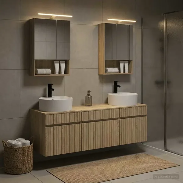 Ensemble d'armoire de salle de bain 5 pcs Chêne Sonoma