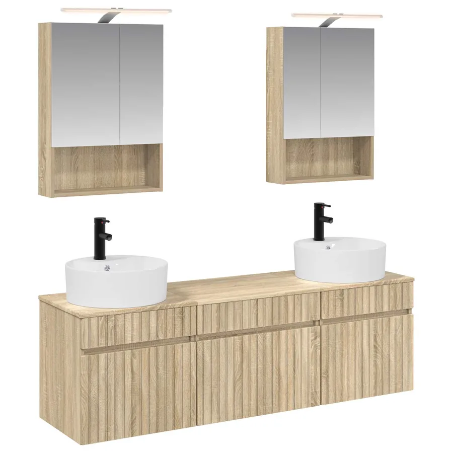 Ensemble d'armoire de salle de bain 5 pcs Chêne Sonoma - 2