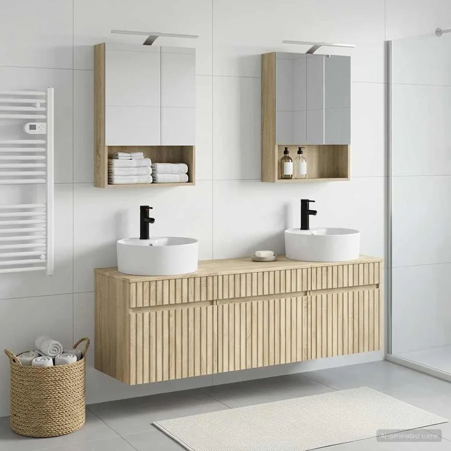 Ensemble d'armoire de salle de bain 5 pcs Chêne Sonoma - 4