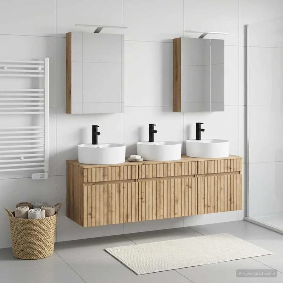 Ensemble d'armoire de salle de bain 5 pc Chêne artisanal