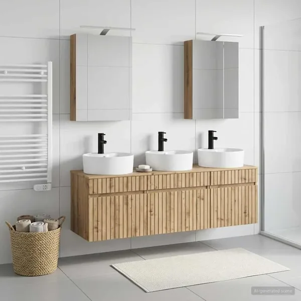 Ensemble d'armoire de salle de bain 5 pc Chêne artisanal