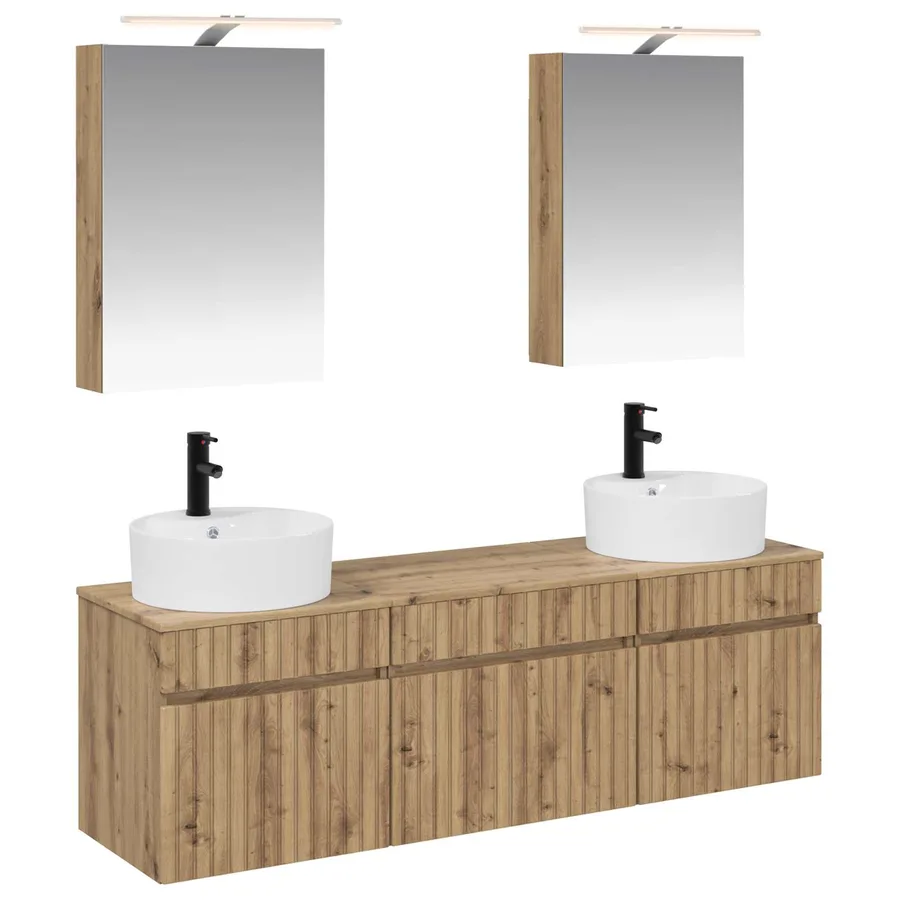Ensemble d'armoire de salle de bain 5 pc Chêne artisanal - 2