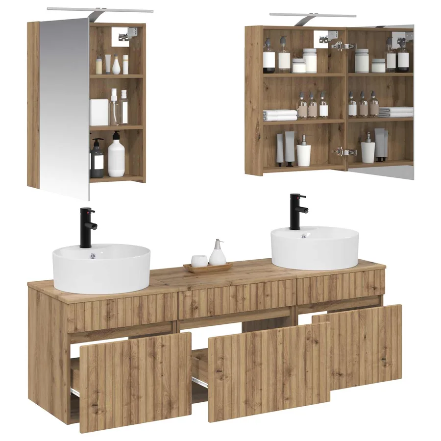 Ensemble d'armoire de salle de bain 5 pc Chêne artisanal - 3