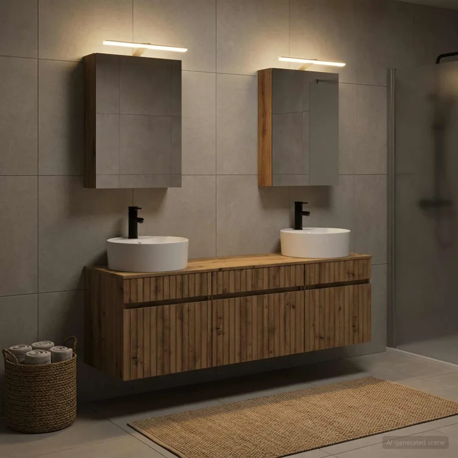 Ensemble d'armoire de salle de bain 5 pc Chêne artisanal - 4