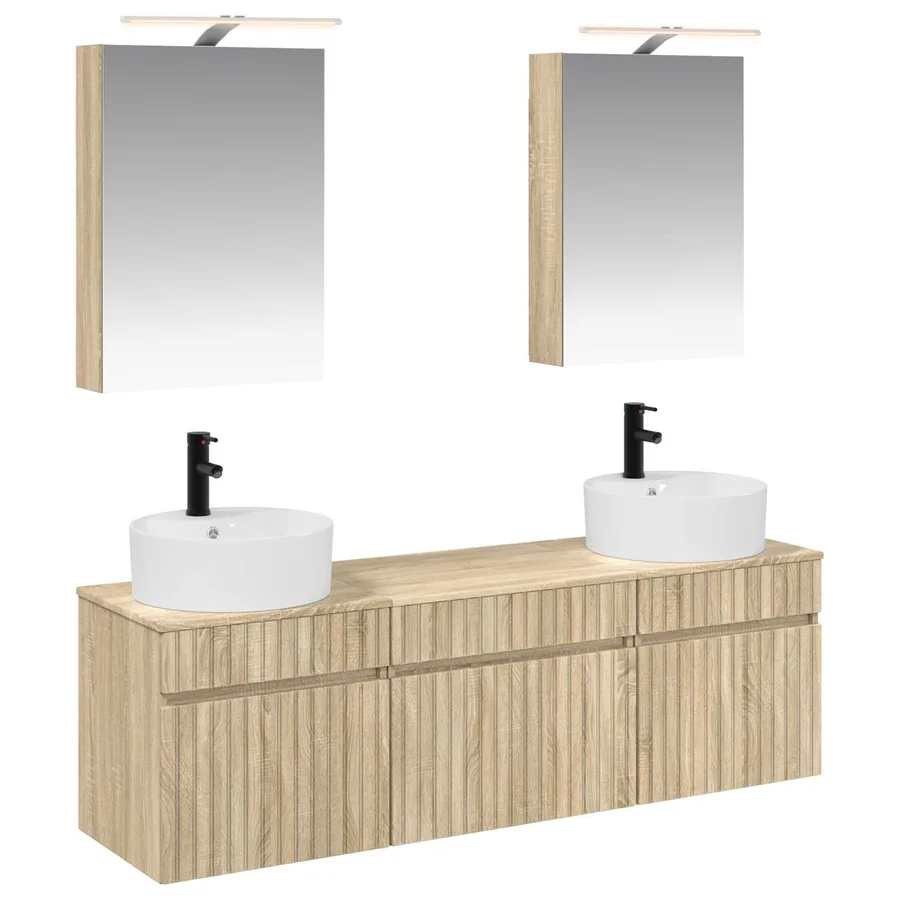 Ensemble d'armoire de salle de bain 5 pcs Chêne Sonoma - 2