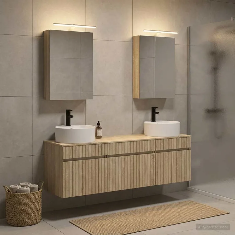 Ensemble d'armoire de salle de bain 5 pcs Chêne Sonoma - 4