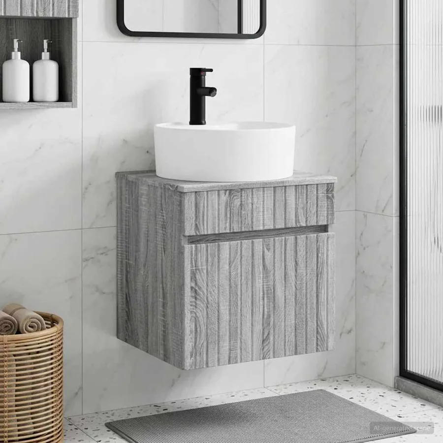 Meuble de lavabo mural Sonoma gris 49 x 44,5 x 65 cm