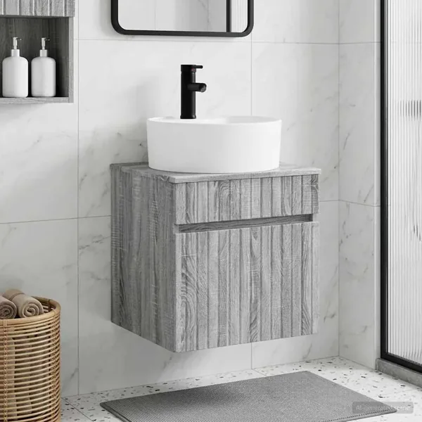 Meuble de lavabo mural Sonoma gris 49 x 44,5 x 65 cm