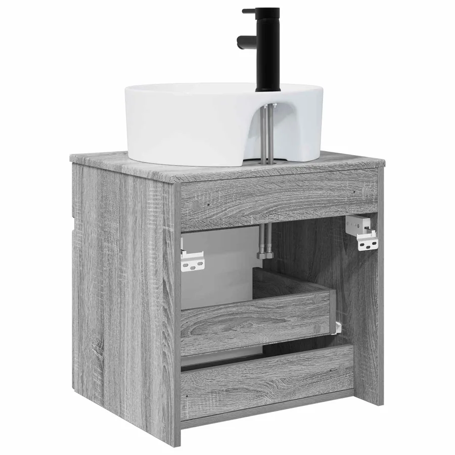 Meuble de lavabo mural Sonoma gris 49 x 44,5 x 65 cm - 4