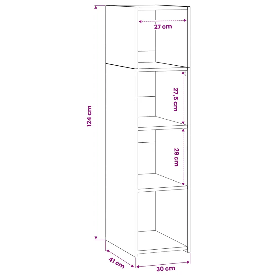 Haut Armoire Bois ancien 30 x 41 x 124 cm Bois d'ingénierie - 6