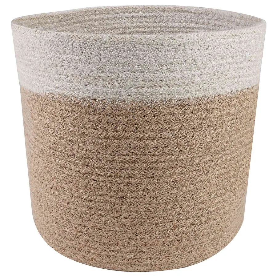 Ensemble de Pots à Plantes 2 pcs Naturel et Blanc Ø 28 x 28 cm - 3