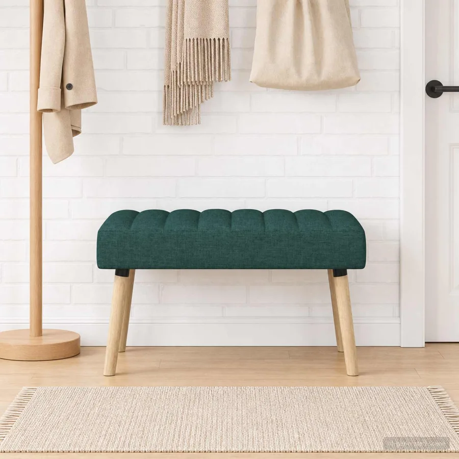 Banc capitonné canal Vert foncé 80 x 40 x 46 cm Tissu - 4