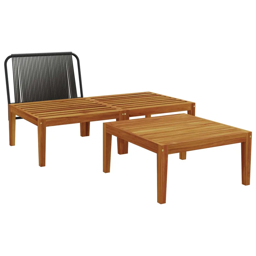 3 pcs Ensemble de salon de jardin avec coussins Naturel - 4