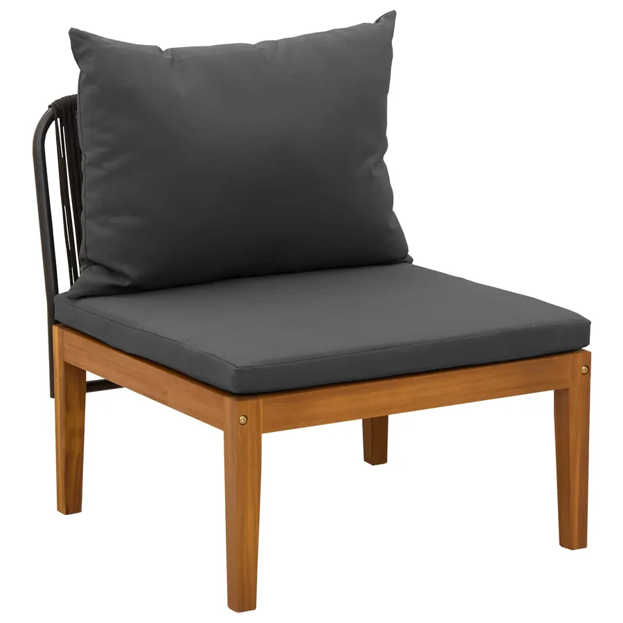 3 pcs Ensemble de salon de jardin avec coussins Naturel - 5