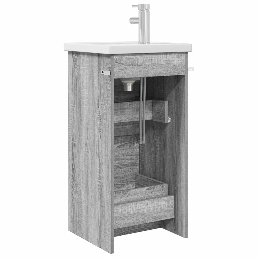 Meuble de salle de bain avec évier Sonoma gris - 5