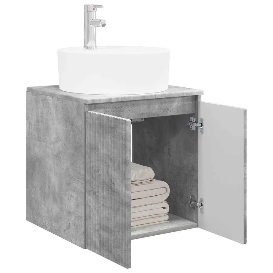 Vanité de lavabo mural Gris béton 49,5 x 44,5 x 65 cm - 3