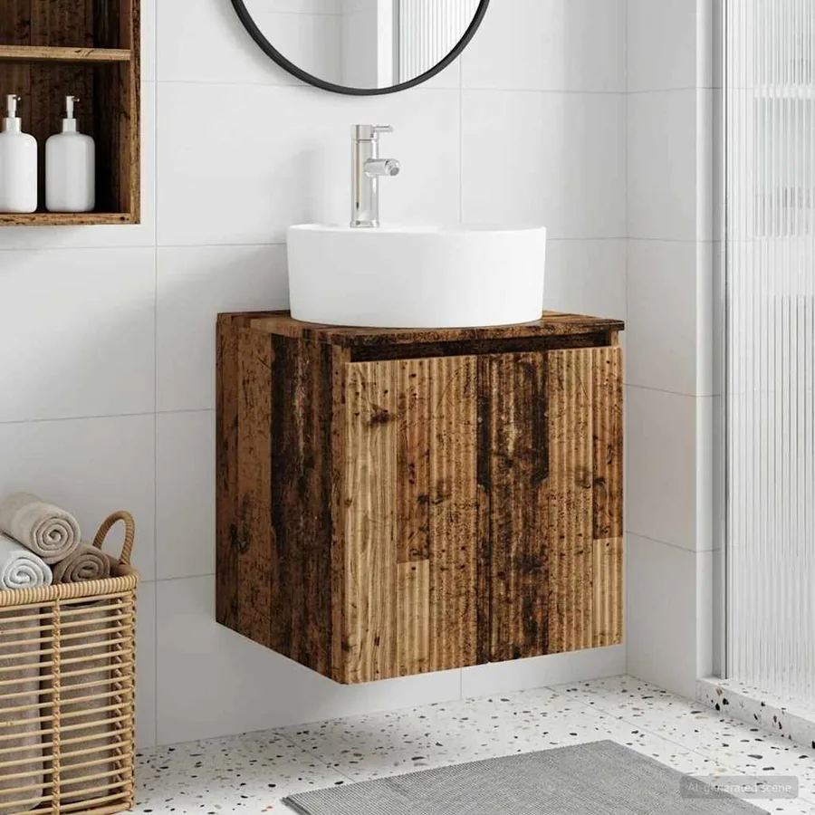 Vanité de lavabo mural Bois ancien 49,5 x 44,5 x 65 cm