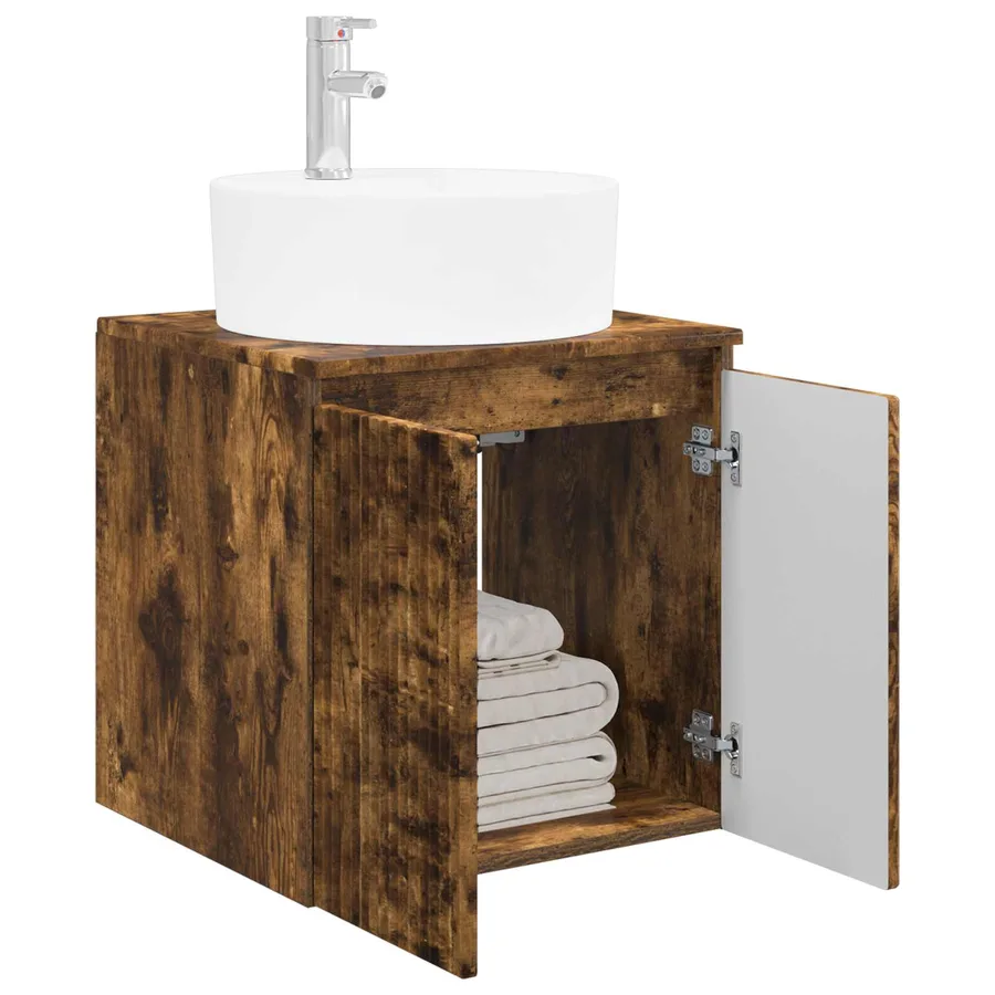 Vanité de lavabo mural Chêne fumé 49,5 x 44,5 x 65 cm - 3