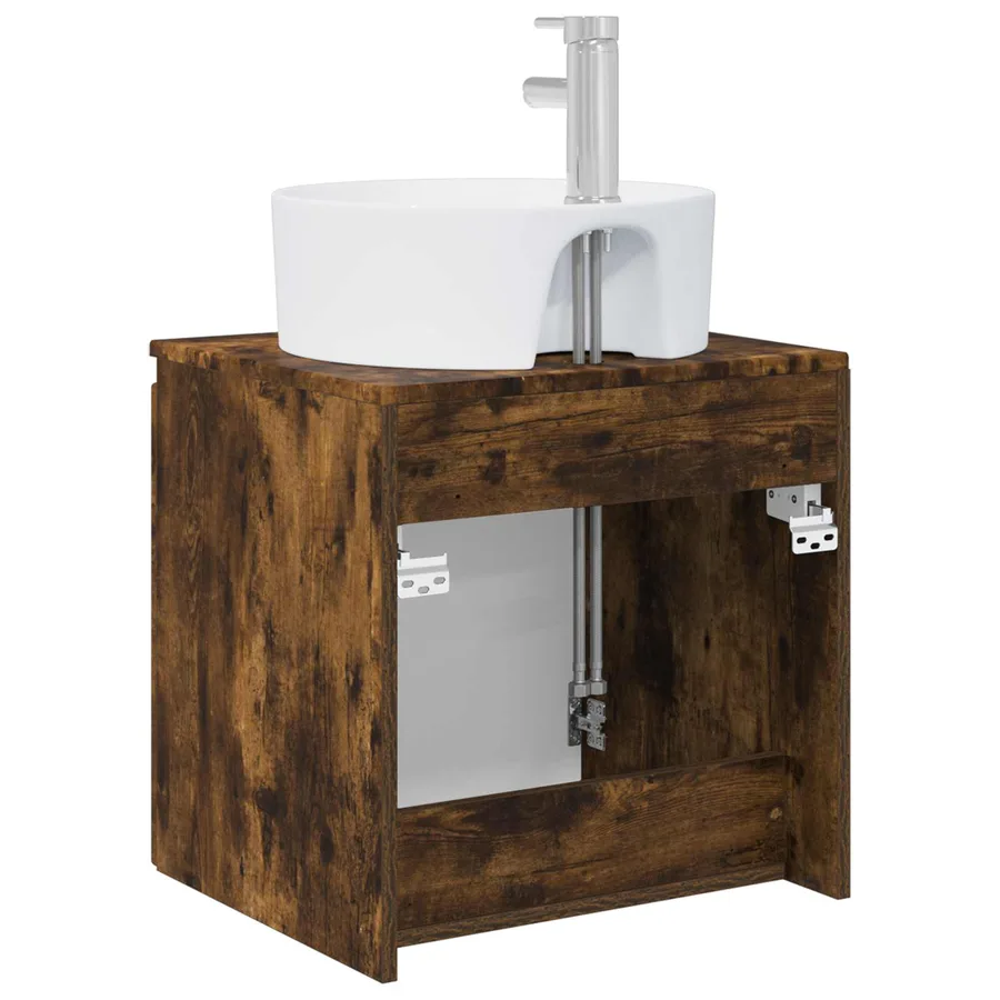 Vanité de lavabo mural Chêne fumé 49,5 x 44,5 x 65 cm - 5