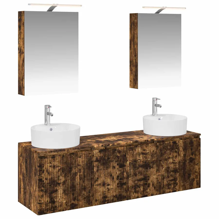 Ensemble d'armoire de salle de bain 5 pcs Chêne fumé - 2