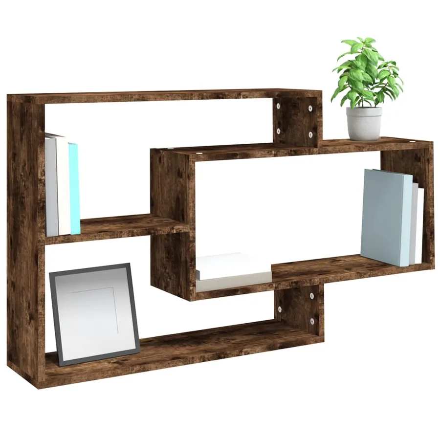 Étagère murale chêne fumé 104x20x58,5 cm bois d'ingénierie - 5