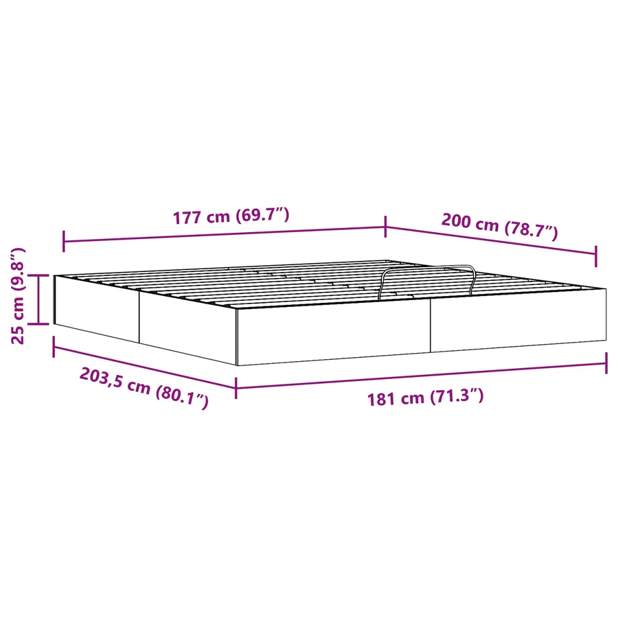Cadre de lit ottoman avec rangement Brun cire 180 x 200 cm - 10