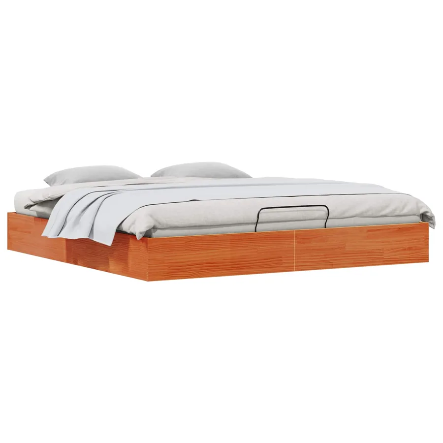 Cadre de lit ottoman avec rangement Brun cire 180 x 200 cm - 2