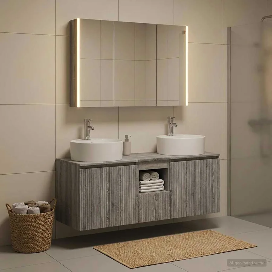 Ensemble d'armoire de salle de bain 4 pcs Sonoma gris