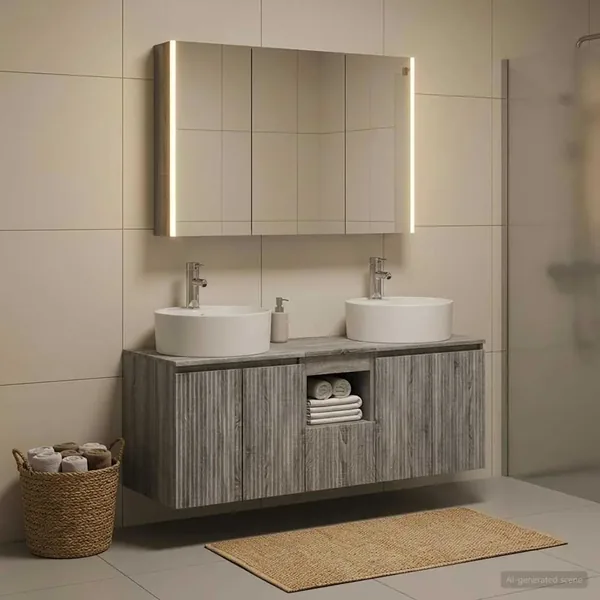 Ensemble d'armoire de salle de bain 4 pcs Sonoma gris